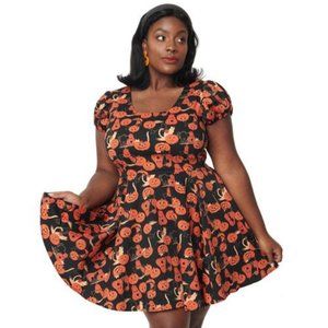 Collectif Pumpkins and Cats Skater Zita Dress (US 12/ UK 16)